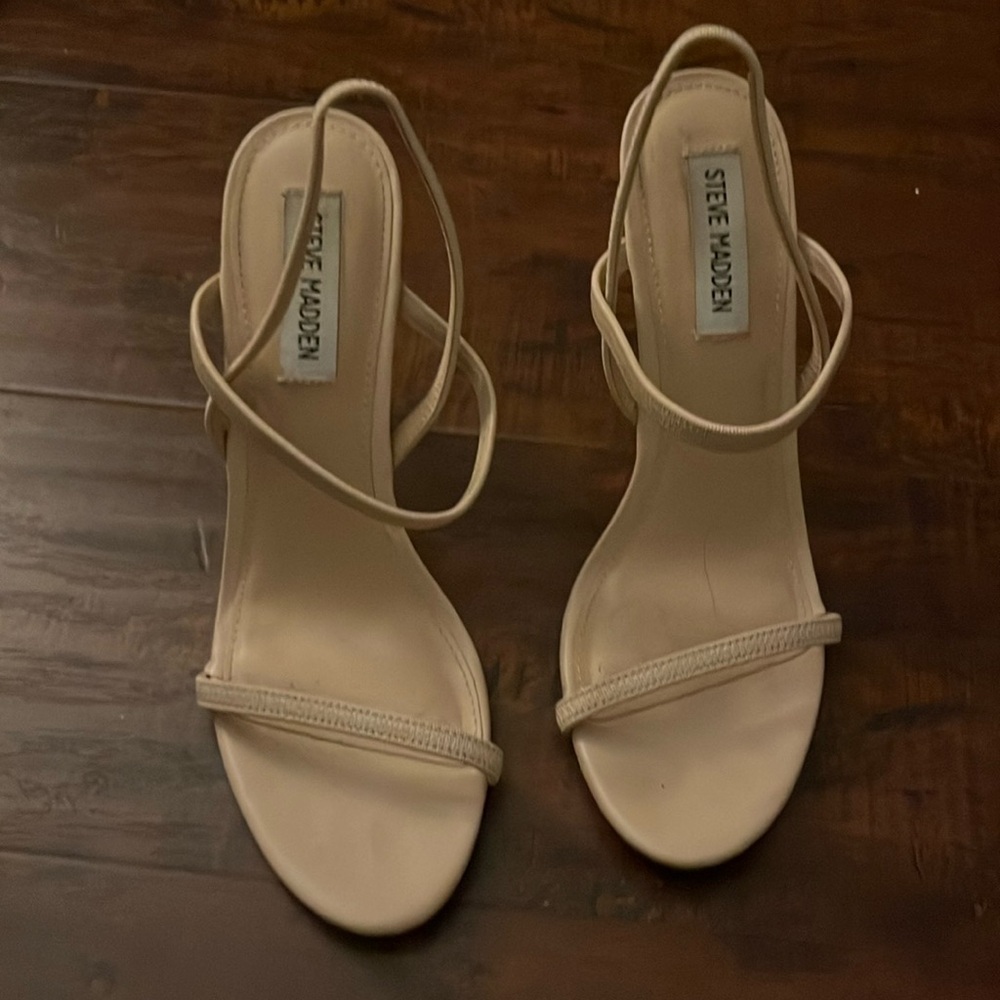 Beige strap heels